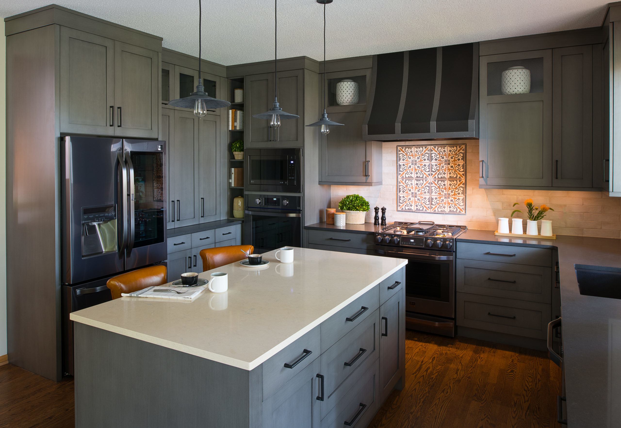 Custom Vent-A-Hood in a Gray-Stain Kitchen