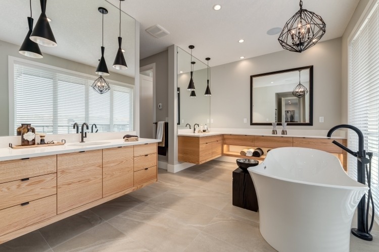 Floating bathroom vanity with simple door style and storage